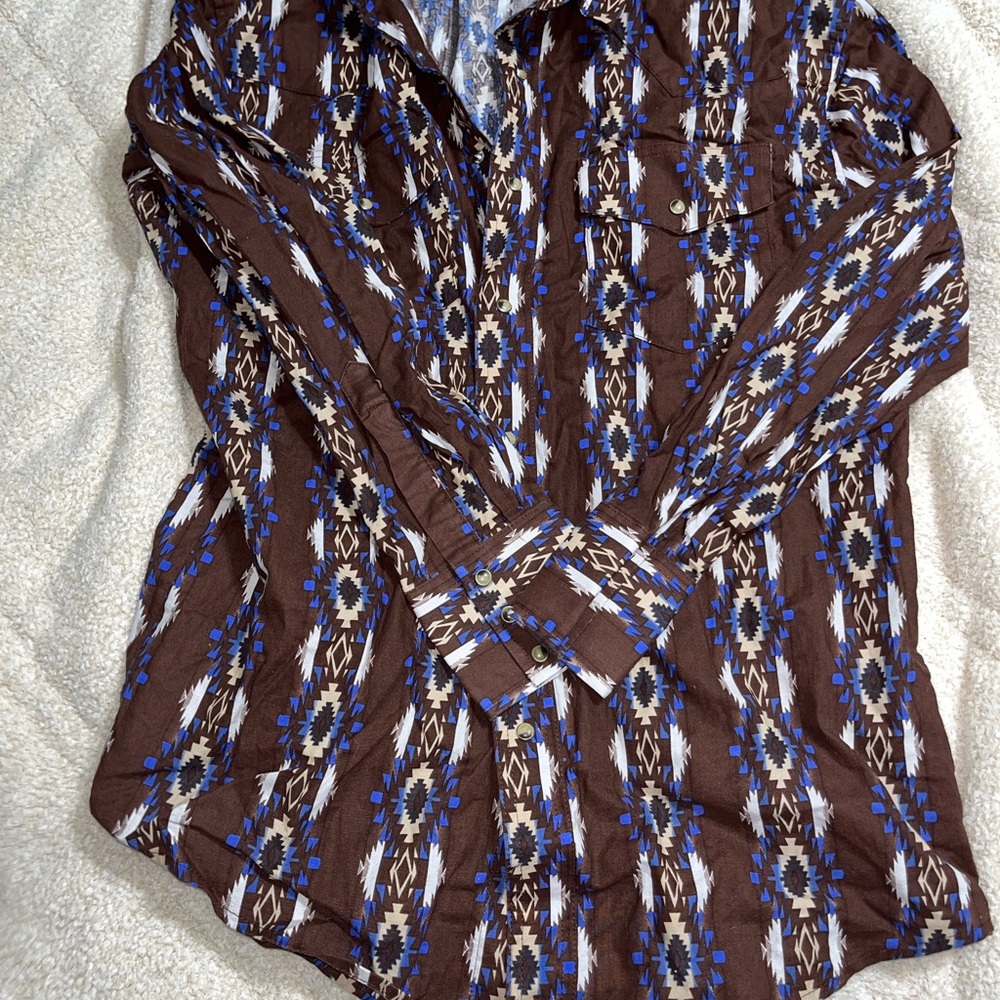 Brown and Blue Patterned Men’s Top